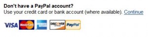 Cartões de crédito PayPal